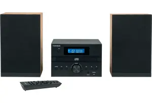Thomson MIC123BT Micro Cadena 50W Bluetooth - Reproductor de CD, Radio FM - Tecnologia Bass Boost - Mando a Distancia - Color Negro/Madera
