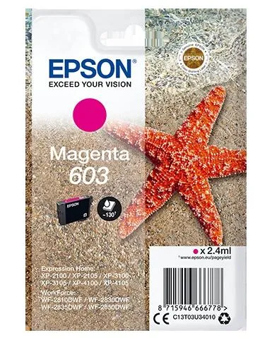 Epson Tinta Magenta Nº 603 para XP-2100, 3100, 4100 / WF-2830DWF, 2850DW