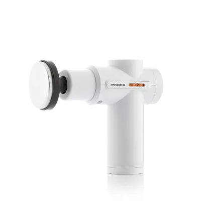 InnovaGoods Masajeador Pistola Muscular con Calor y Frío, 6 Cabezales, 6 Velocidades, Pantalla LCD, Recargable USB