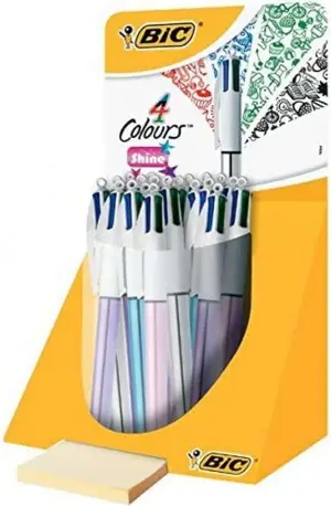 Bic 4 Colours Shine Expositor de 20 Bolígrafos Retráctiles Punta Media 1.0mm