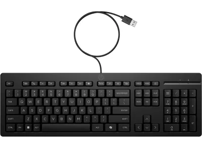 HP 125 Teclado USB G2 con Tecla Copilot IA, Patas Ajustables y LED Indicadores