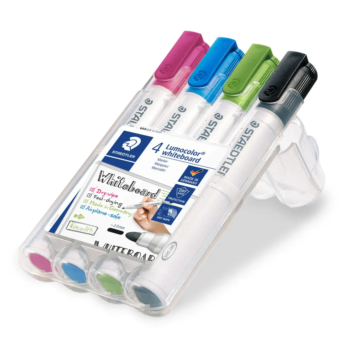 Staedtler Lumocolor 351 Pack de 4 Marcadores para Pizarra Blanca - Secado Rápido