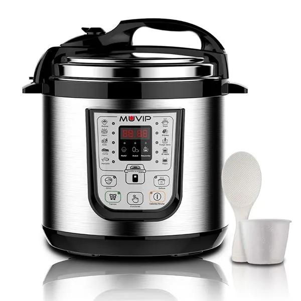 Muvip Olla a Presión Eléctrica 6L 1000W 15 Programas Display LED Acero Inoxidable
