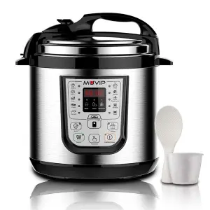 Muvip Olla a Presión Eléctrica 6L 1000W 15 Programas Display LED Acero Inoxidable