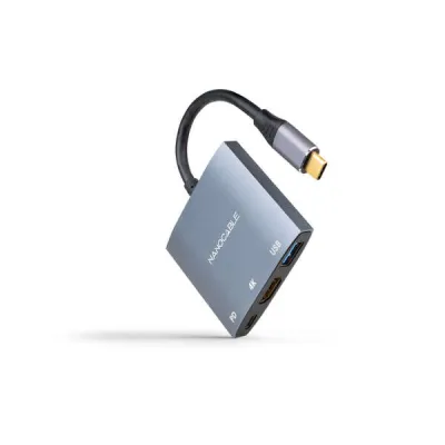 Nanocable Conversor USB-C a HDMI, USB 3.0 y USB-C PD - Color Gris