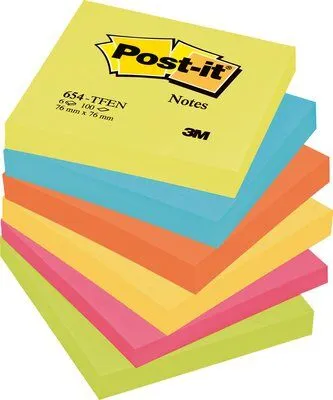 Post-It Blocs Notas 654 Gama Energético Neón 76X76 - 6 Blocs