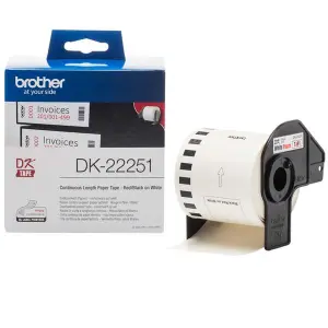 Brother Cinta Continua Papel Térmico Negro y Rojo 62mm x 15m Fondo Blanco
