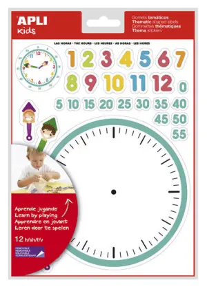 Apli Gomets Temáticos las Horas - 360 Gomets en 12 Hojas - Adhesivo Removible