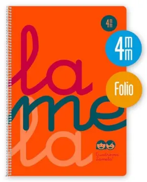 Lamela Cuaderno Espiral 80H Folio 90g Cuadrovía 4mm Con Margen Naranja Fluorescente