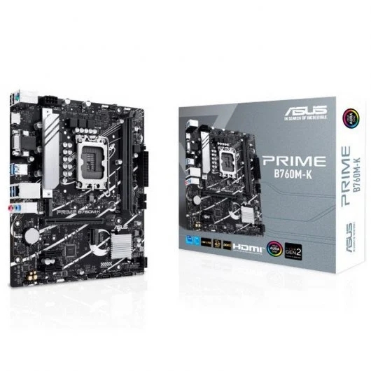 Asus Prime B760M-K Placa Base Intel 1700 - Hdmi, Vga, Pcie 4.0, M2, 4X Sata Iii, Usb 2.0, 3.2, Rj-45