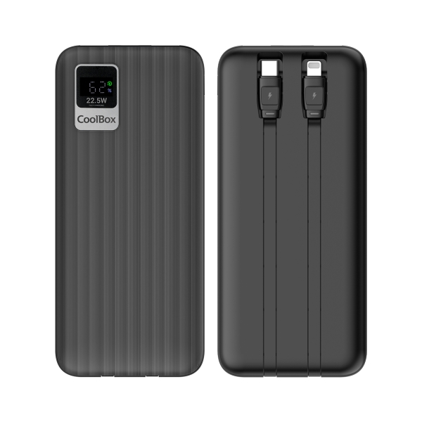 Coolbox Dp10 Powerbank 10000Mah 22.5W Pd Y Qc - Usb-C Y Lightning - Pantalla Lcd - Color Negro