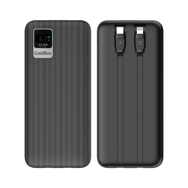 Coolbox Dp10 Powerbank 10000Mah 22.5W Pd Y Qc - Usb-C Y Lightning - Pantalla Lcd - Color Negro