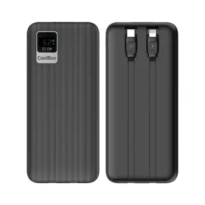 Coolbox DP10 Powerbank 10000mAH 22.5W PD y QC - USB-C y Lightning - Pantalla LCD - Color Negro