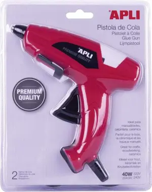 Apli Pistola de Cola Termofusible 40W con 2 Barras de Ø11mm - Color Rojo