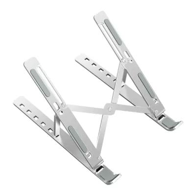 Ewent EW1266 Soporte Plegable de Viaje de Aluminio - Eleva Portátil 5 a 15 cm - Plata