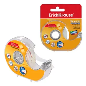 ErichKrause Cinta Adhesiva Crystal con Aplicador 12mm x 25m Fácil de Usar