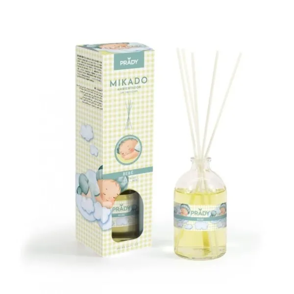Prady Ambientador Mikado Bebé 100 ml con Varitas Difusoras de Cristal