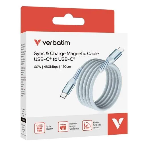 Verbatim Cable Magnetico Tipo Usb-C/M - Usb-C/M Azul 60W 1,20 M