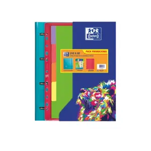 Oxford Carpeta Europeanbinder A4+ con Recambio Cuadricula 5x5 y Separadores Surtidos