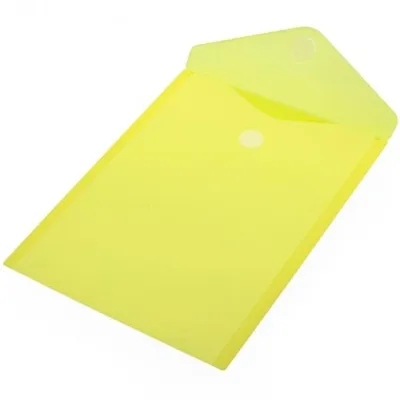 Office Box Carpeta Sobre Cierre Con Velcro A4+ Vertical Plástico Amarillo Translúcido