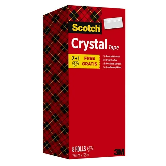 Scotch Pack de 8 Cintas Adhesivas Transparente 19mm x 33m Promoción 7 + 1 Gratis