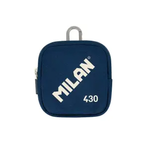 Milan Monedero Pequeño 10,3x10x2,5cm con Cierre de Cremallera y Mosquetón Aluminio Azul Marino