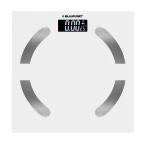 Blaupunkt BP5009 Bascula de Bano Digital Extraplana - 180kg con Vidrio Templado - Sensores de Alta Precision - Pantalla LCD con Indicador de Temperatura Ambiente - Activacion Automatica - Color Blanco