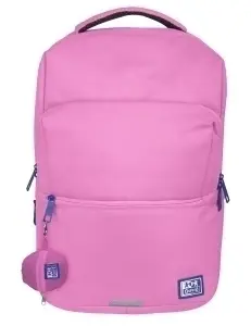 Oxford B-Ready Mochila 28L Rosa - 42x30x15cm, Bolsillo Acolchado, Funda para Lluvia, RPET
