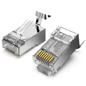 Vention Pack de 10 Conectores RJ45 Cat.7 FTP Contactos Chapados en Oro Plata