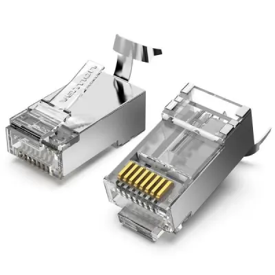 Vention Pack de 10 Conectores RJ45 Cat.7 FTP Contactos Chapados en Oro Plata