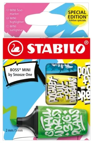 Stabilo Boss Mini Pack de 3 Marcadores Fluorescentes - Trazo 2-5mm - Tinta a Base de Agua - Colores Surtidos