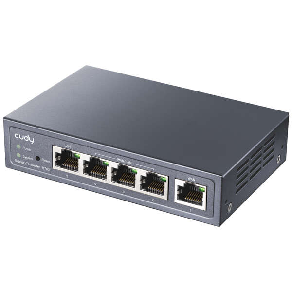Cudy R700 Router Vpn Wifi Ac1200 - 1 Puerto Wan Gigabit - 3 Puertos Wan/Lan Gigabit - 1 Puerto Lan Gigabit