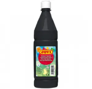 Jovi Tempera Paint Líquida 1000ml - Base Agua, Alto Poder Cubriente, Secado Rápido, Color Negro