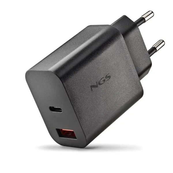 Ngs Era 30W Cargador De Pared Ultrarrapido Gan - 1 Usb-C Y 1 Usb-A - Color Negro