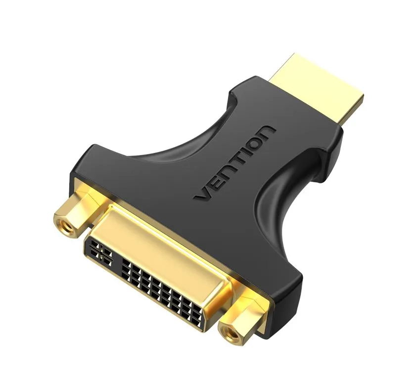 Vention Adaptador HDMI a DVI - Chapado en oro - Direccion dual - Resolucion 1080P@60Hz - Carcasa de PVC - Color Negro