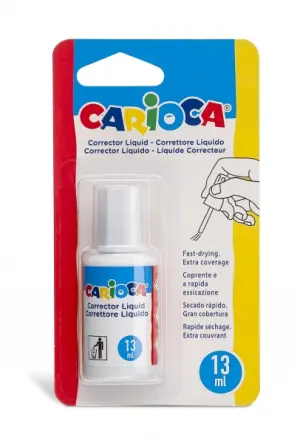 Carioca Corrector Líquido con Pincel de Nylon Suave - Secado Rápido - Color Blanco
