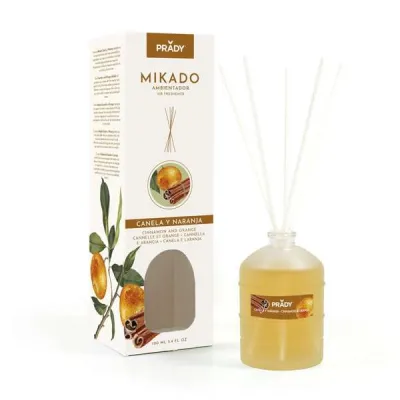 Prady Ambientador Mikado Canela y Naranja 100ml con Varitas Difusoras
