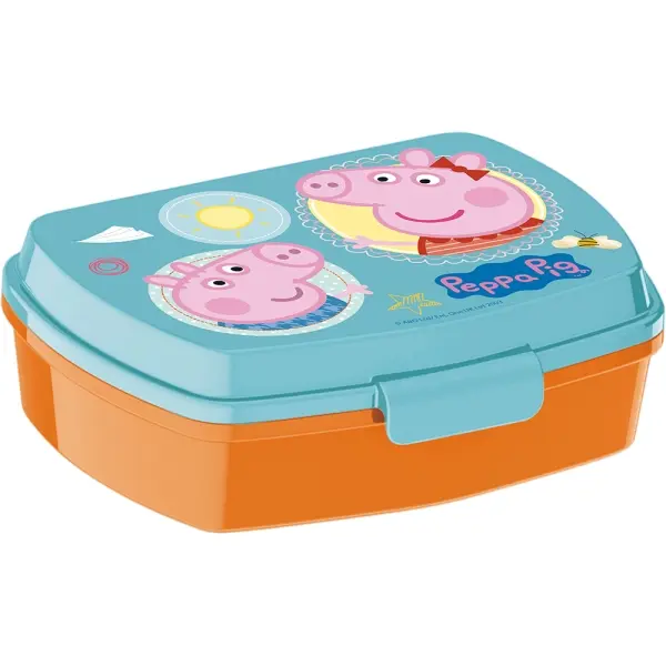 Safta Sandwichera Peppa Pig Having Fun - PVC Sin BPA - Cierre Hermético - 5.6x17x14cm - Naranja