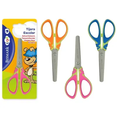 Bismark Tijera Escolar Kids - Mangos de Plástico - Punta Roma - 3 Diseños Surtidos