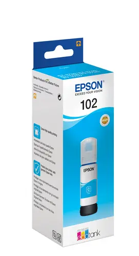 Epson Tinta Bote Cian Ecotank Nº 102 para ET-2700, 2750, 3700, 3750, 4750