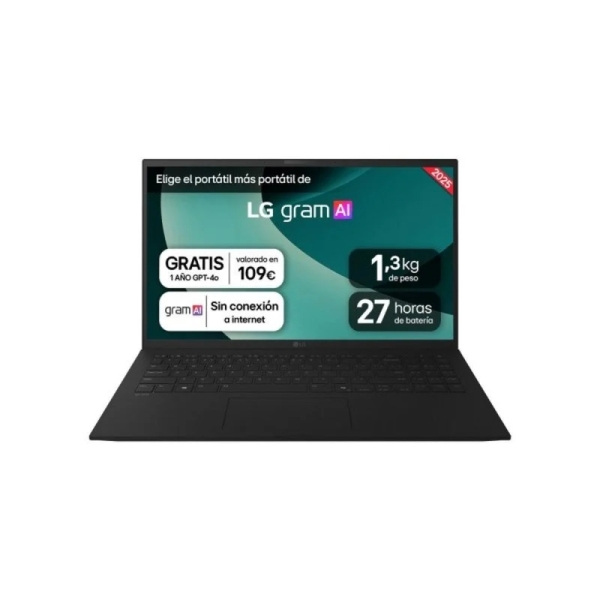 Lg Gram 15Z80T-G.as55B Portatil 15.6" Amd Ryzen Ai 5-340 - 16Gb - 512Gb Ssd - Windows 11 Home - Color Negro - Teclado Qwerty (Es)