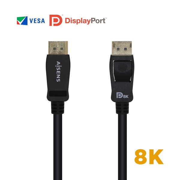 Aisens Cable Displayport Certificado V1.4 8K@60Hz - Dp/M-Dp/M - 0.5M - Color Negro