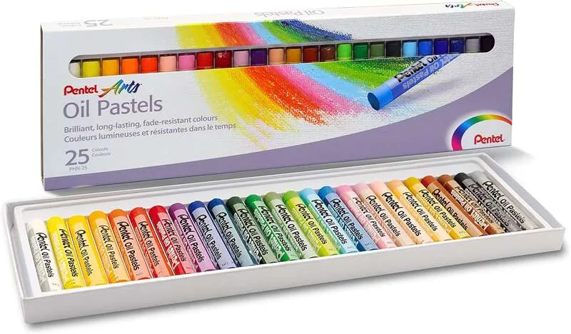 Pentel Oil Pastels Pack de 25 - Pasteles Óleo Blandos y Cremosos en Colores Surtidos