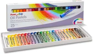 Pentel Oil Pastels Pack de 25 - Pasteles Óleo Blandos y Cremosos en Colores Surtidos