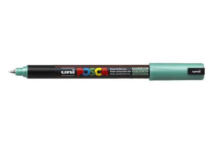 Posca PC-1MR Marcador de Pintura Verde Metálico Punta Roller 0.7mm Tinta Pigmentada