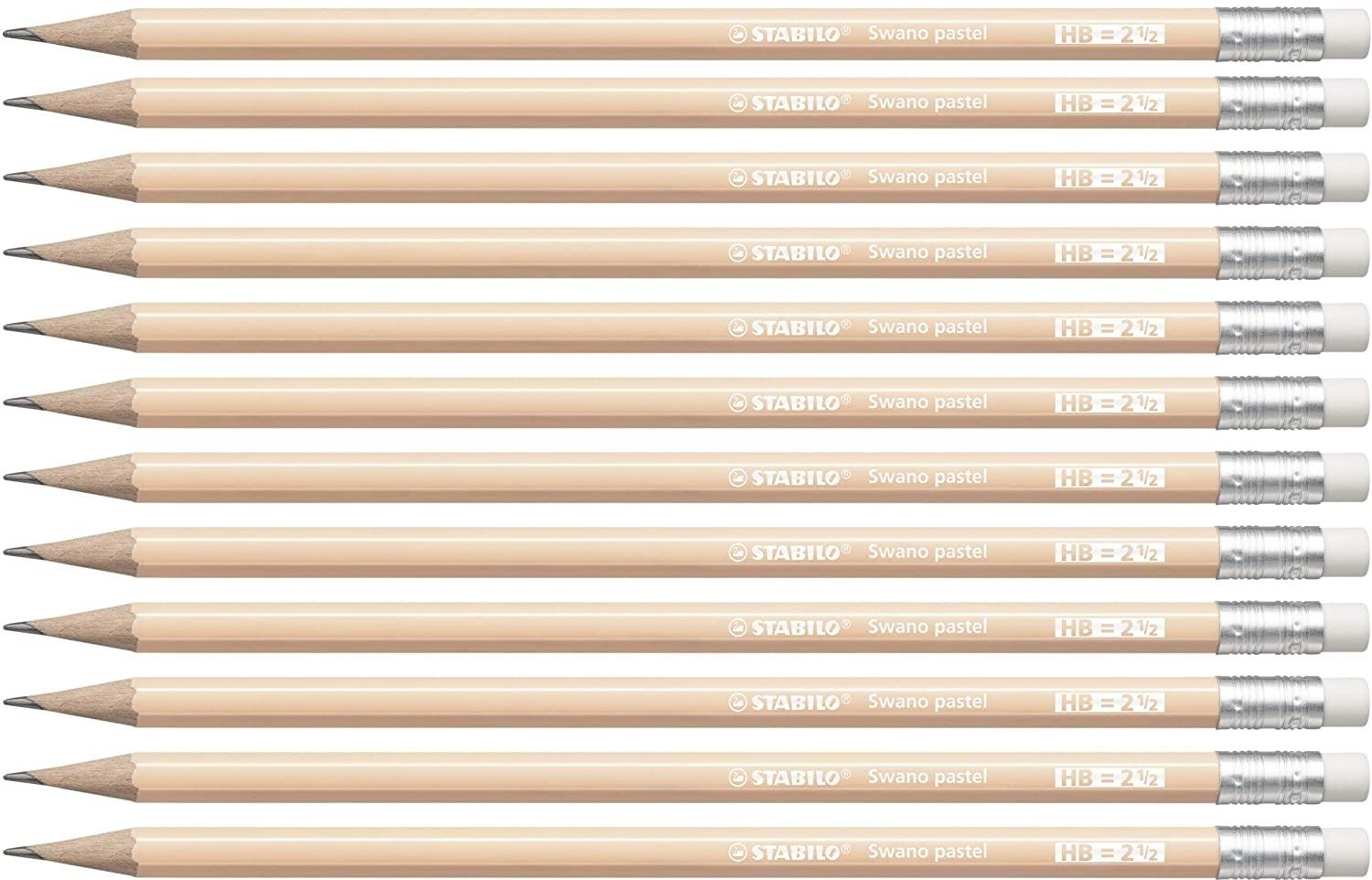 Stabilo Swano Lapiz Grafito Con Goma Pastel Melocotón -12U-