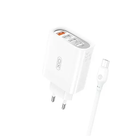 XO L100 Cargador de Corriente 18W con 4x USB-A y Cable MicroUSB 2.4A