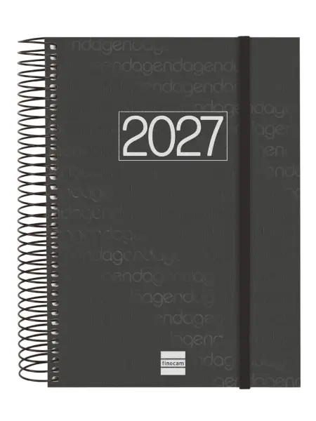 Finocam Agenda Anual 2027 Espiral E10 155x212mm Tapa Polipropileno Negro