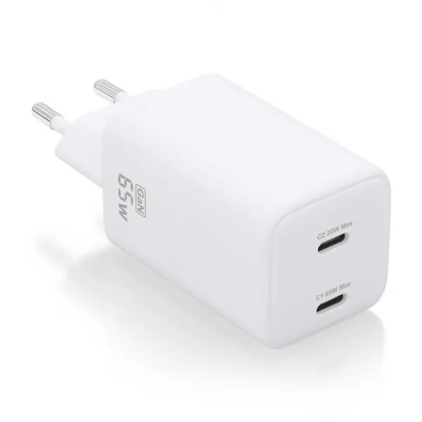 Aisens Cargador Gan Usb-C 65W - Alta Eficiencia Energetica - Tecnologia Ai - Multiples Protecciones - Carga Rapida Y Segura - Compatible Con Pd3.0 Y Otros Protocolos - 2 Puertos Usb-C