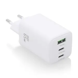 Aisens Cargador Gan USB-C 65W - Alta Eficiencia Energetica - Tecnologia AI - Carga Rapida y Segura - 3 Puertos USB - Compatible con Multiples Dispositivos